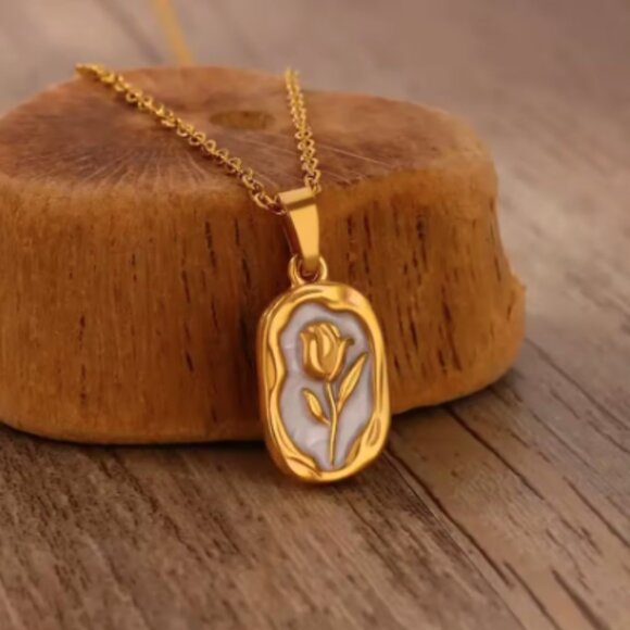 🍏50% OFF/3+...Pretty Golden Rose Stem Necklace - Picture 4 of 12